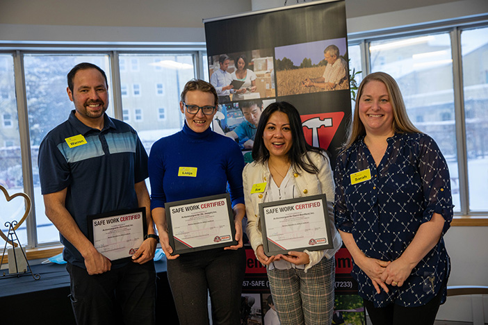 Actionmarguerite staff showcase their SAFE Work Certification, becoming the first healthcare organization in the province to be certified by MASH.